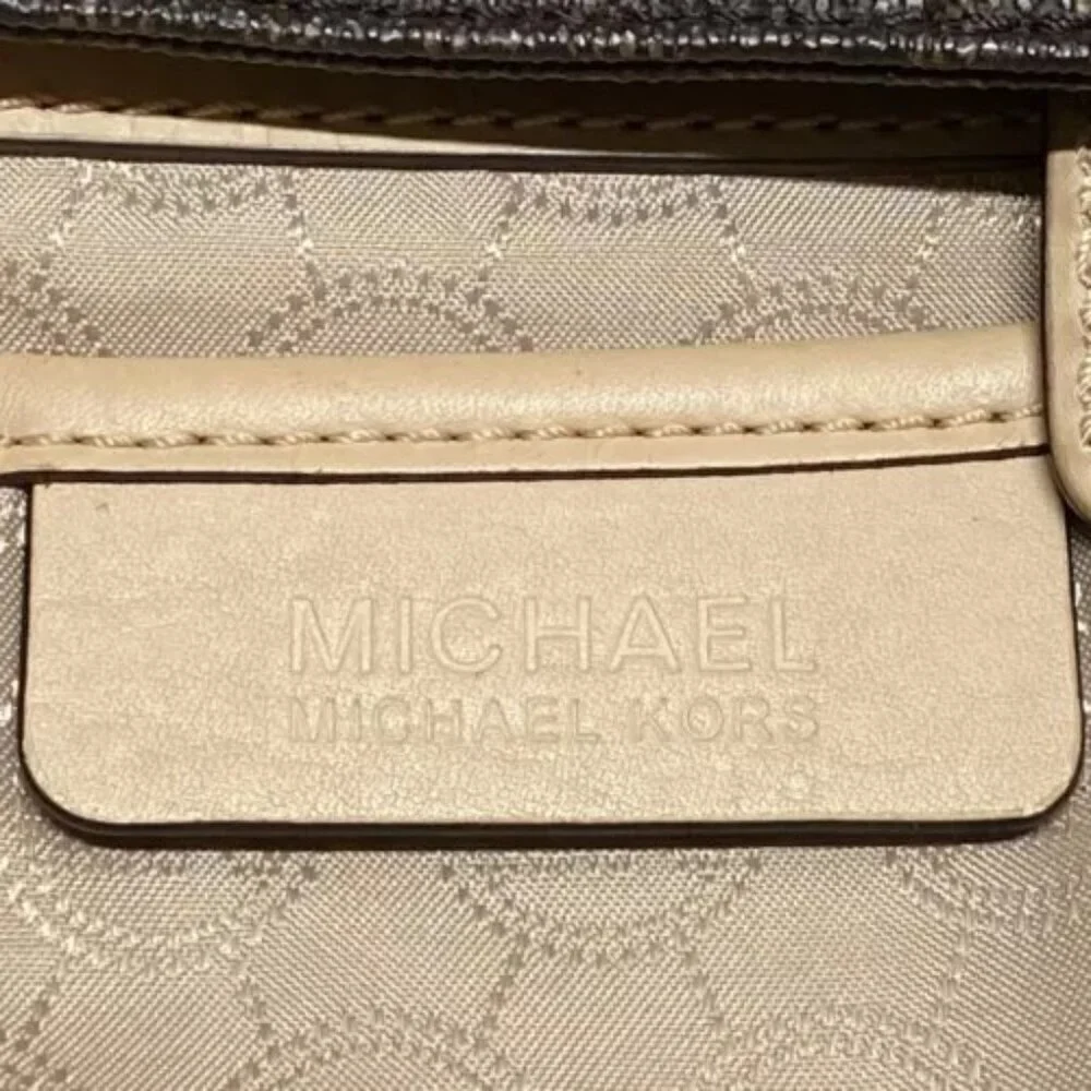 Michael Kors Signature Jet Set East West Top‎ Zip Tote Brown Khaki Saffiano EUC
